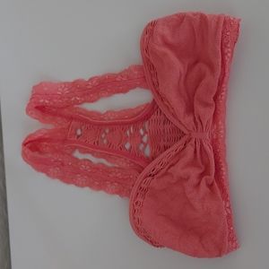 Free People seamless crochet racerback bralette peach sz xs/small